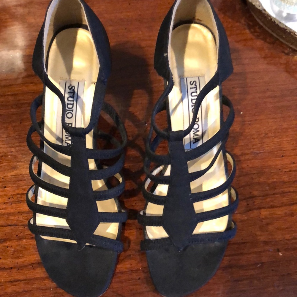 Black strapped heels